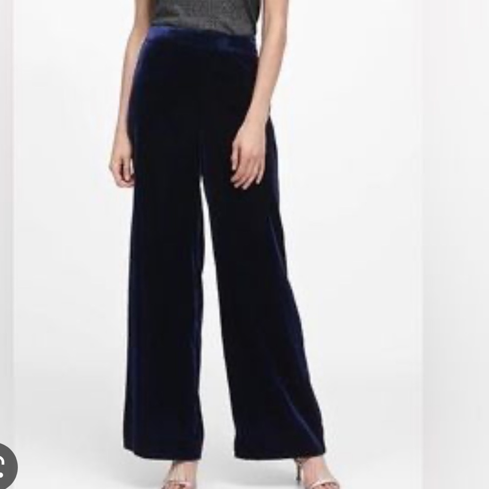 Banana Republic blue crushed velvet wide leg pants